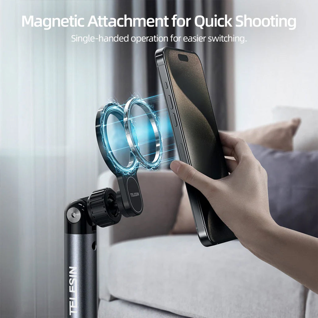 A Photo Of Telesin Magnetic Floor Stand for Mobile Video & Live Streaming