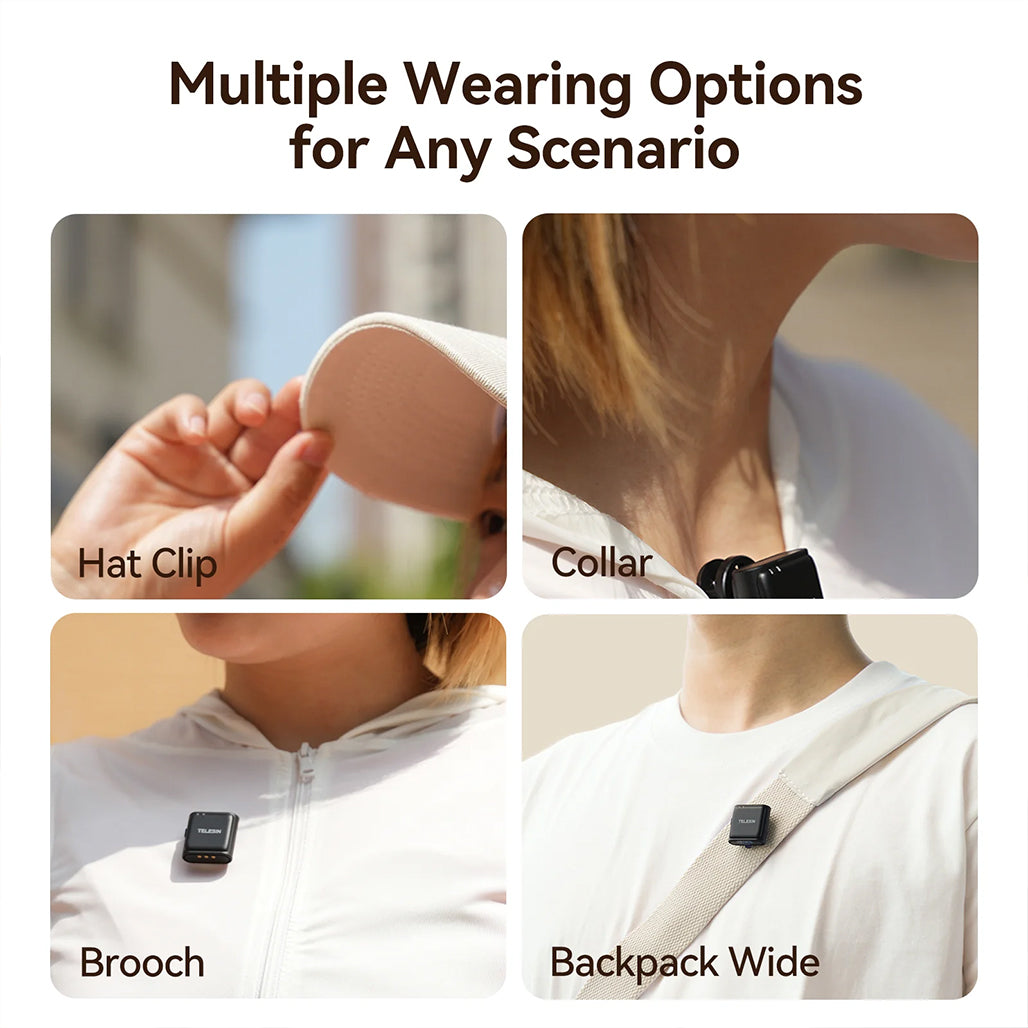 A Photo Of TELESIN Wireless Lavalier Microphone with Noise Cancellation & USB-C Compatibility