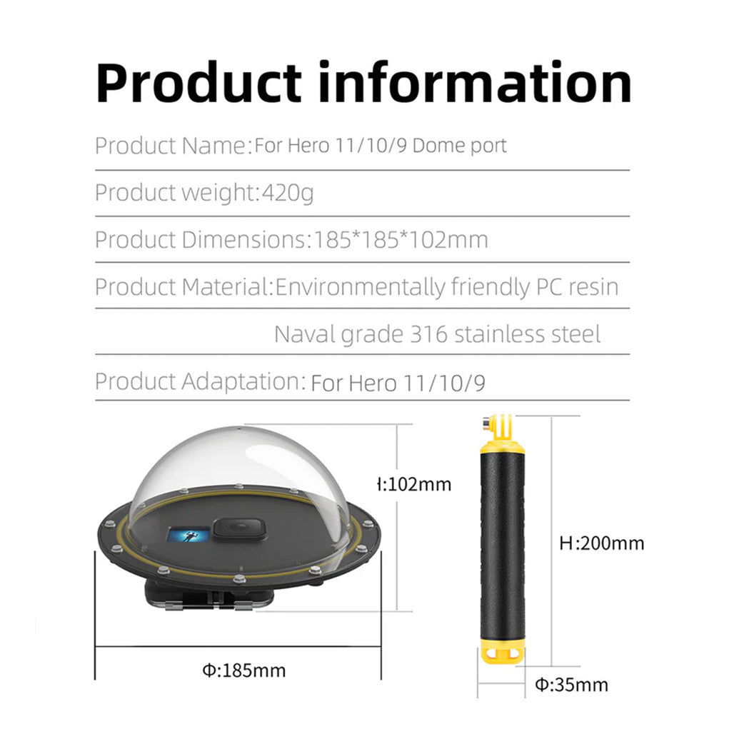 A Photo Of Telesin Waterproof Dome Port for GoPro HERO 9/10/11/12/13
