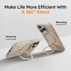 A Photo Of Torras Ostand 360° Spin Fusion MagSafe Case for iPhone 16 Pro - Desert Gold | Lens Protection and Enhanced Magnetic Strength