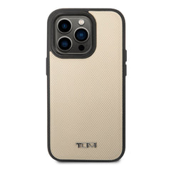 A Photo Of Tumi HC Leather With Magsafe Embossed Balistic Pattern Case for iPhone 14 Pro