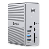 TobenONE DisplayLink Docking Station - Triple Monitor Setup with 120W Power Adapter, 18 Ports, USB-C, HDMI, DisplayPort