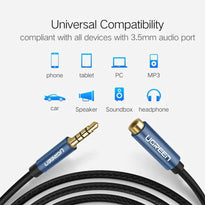 UGreen 3.5mm AUX Braided Cable Male to Female – High-Quality Audio Extension with Mic Support