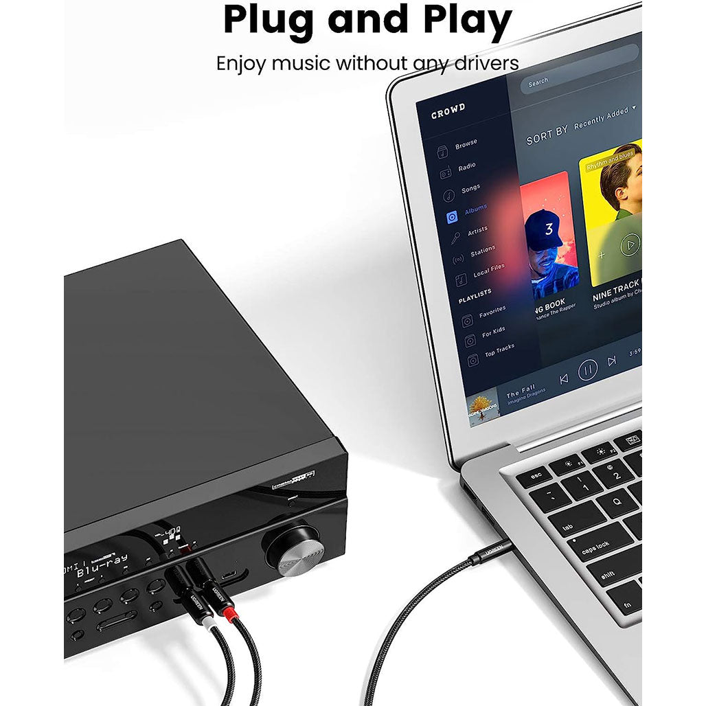 A Photo Of UGreen 3.5mm Male AUX to 2 RCA Male Braided Cable – 2m Stereo Audio Adapter