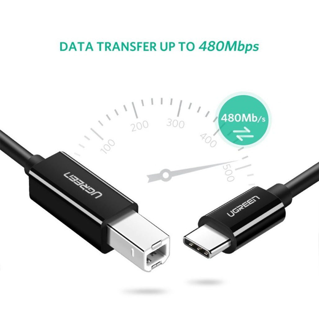 A Photo Of UGREEN USB-C to USB-B Printer Cable 2M – High-Speed, Durable, and Flexible