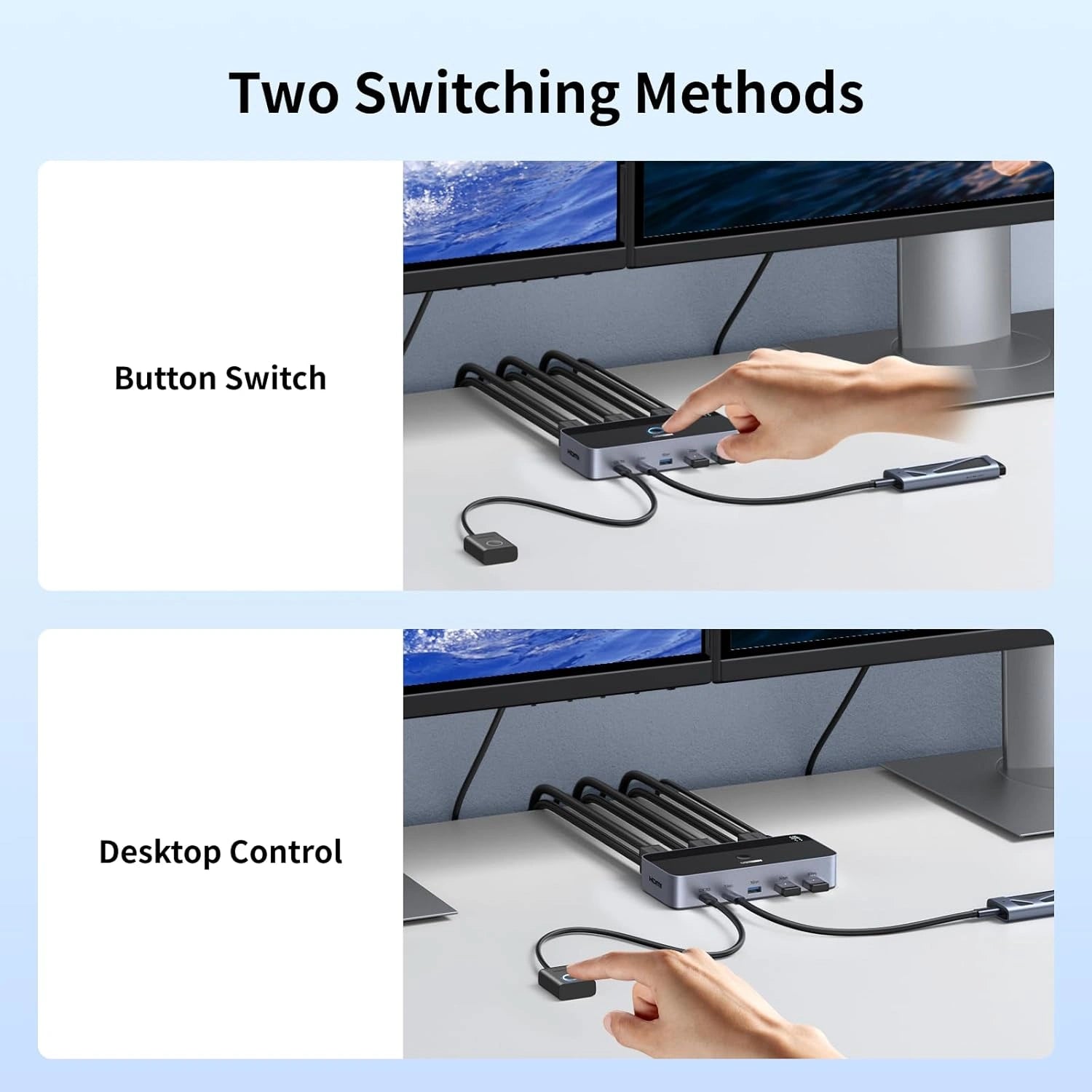 A Photo Of Ugreen 2 In 2 Out 8K@60Hz HDMI® Dual Monitor KVM Switch AK703 – 85100