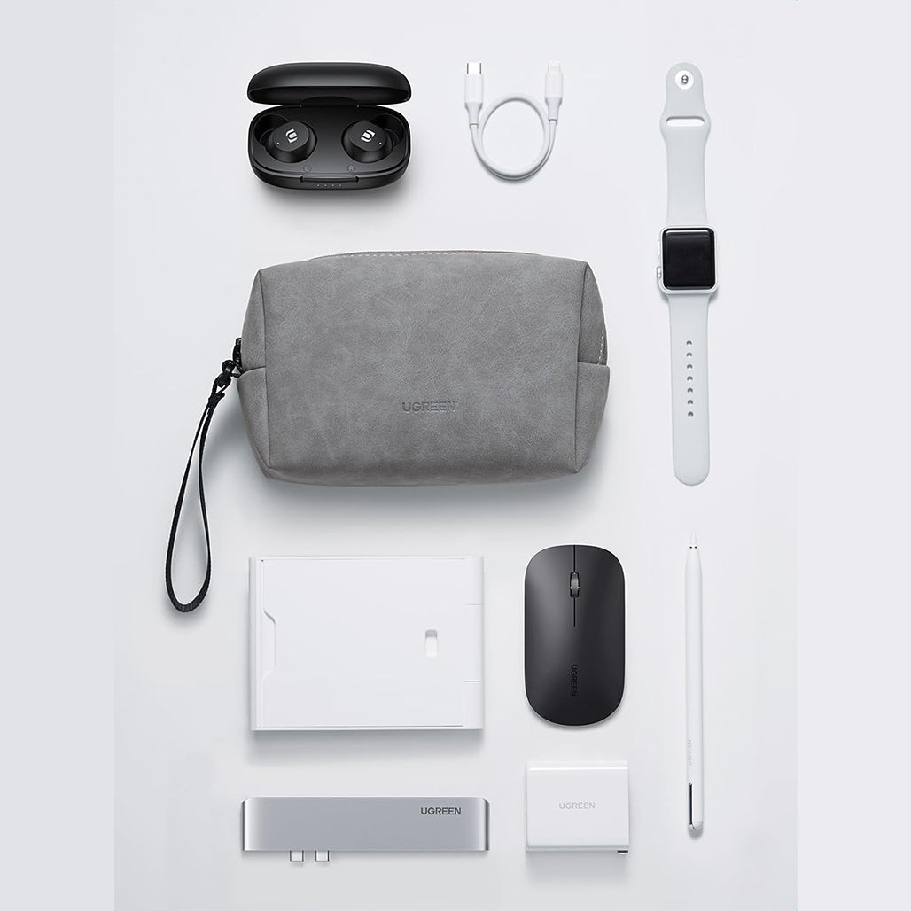 A Photo Of UGREEN Hard Drive Storage Bag – Waterproof PU Leather Travel Organizer for Digital Accessories, Cables, Power Banks, and Gadgets