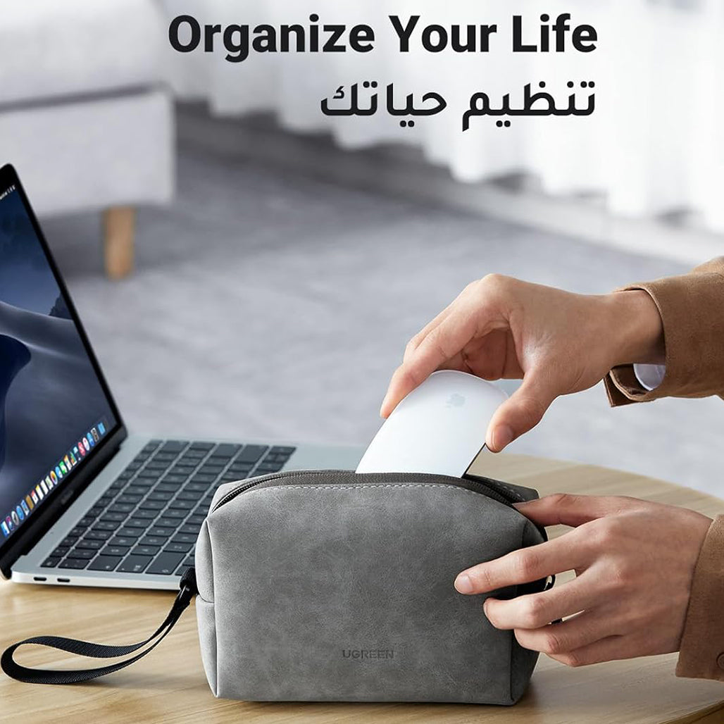 A Photo Of UGREEN Hard Drive Storage Bag – Waterproof PU Leather Travel Organizer for Digital Accessories, Cables, Power Banks, and Gadgets