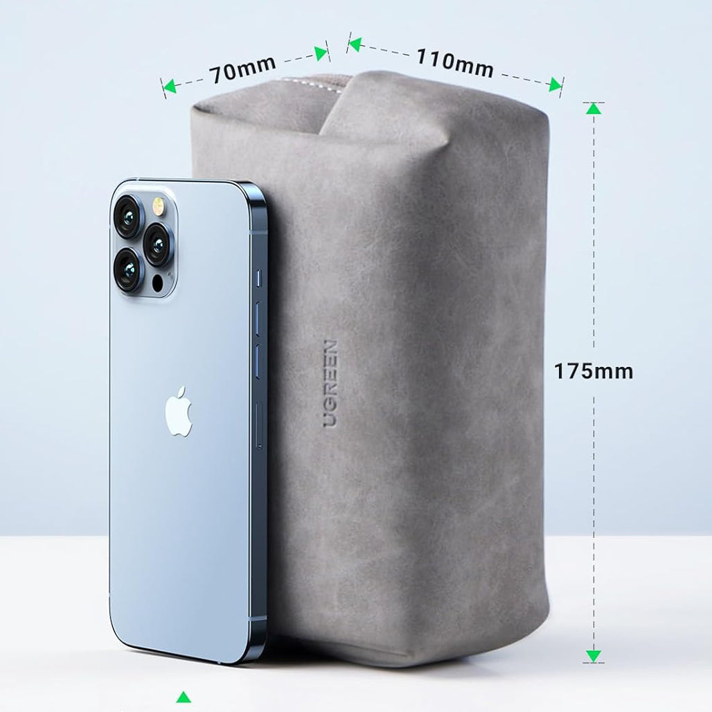 A Photo Of UGREEN Hard Drive Storage Bag – Waterproof PU Leather Travel Organizer for Digital Accessories, Cables, Power Banks, and Gadgets