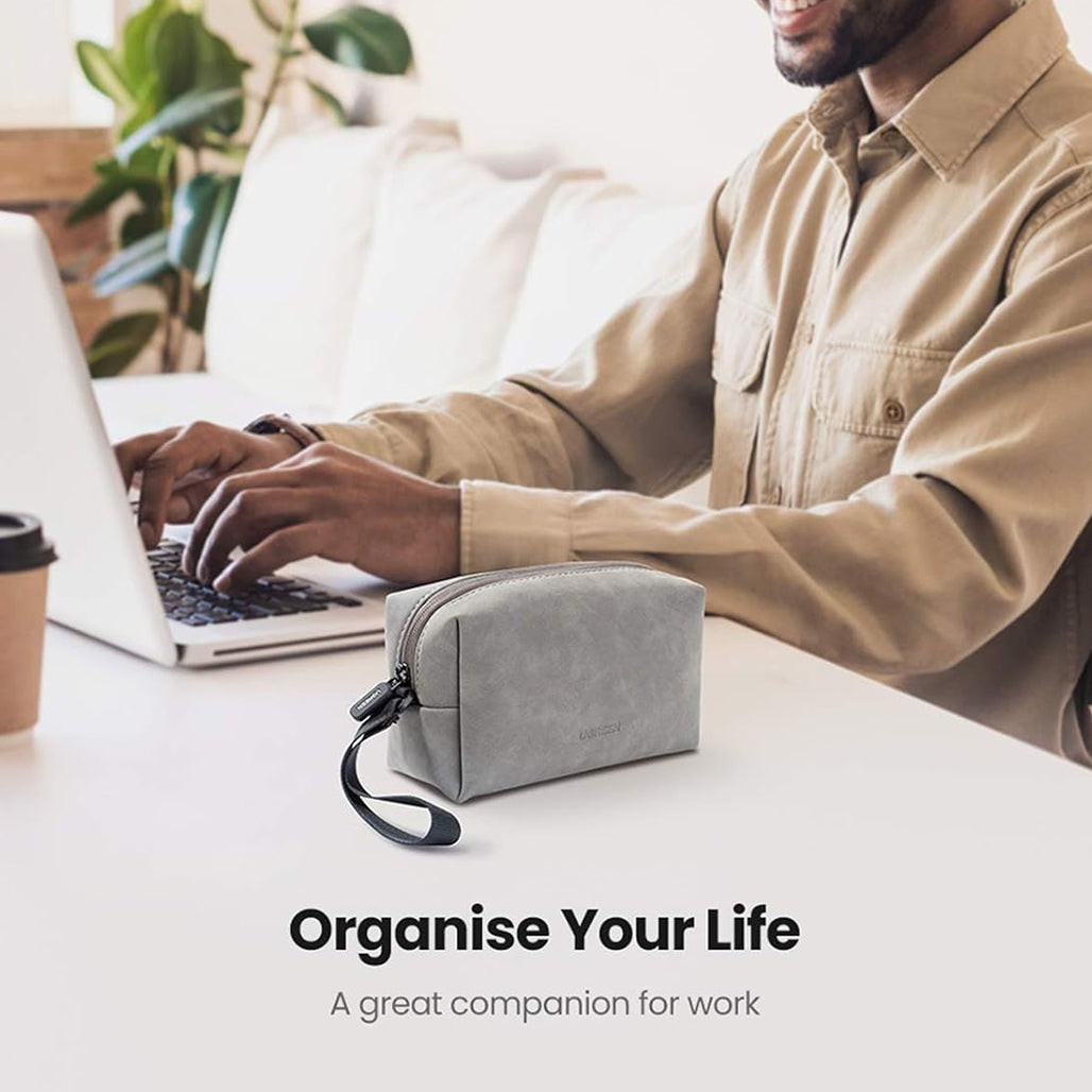 A Photo Of UGREEN Hard Drive Storage Bag – Waterproof PU Leather Travel Organizer for Digital Accessories, Cables, Power Banks, and Gadgets