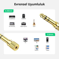 UGreen 3.5mm to 6.35mm Headphone Jack Adapter | Gold-Plated Audio Converter