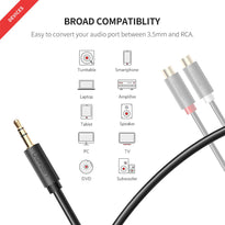 UGreen RCA 3.5mm Adapter Cable - 2 Phono Female to Male Aux Mini Jack for Superior Audio