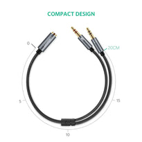 UGreen 20899 Headphone Mic Splitter 3.5mm Jack Audio Mic Adapter TRRS to TRS | 2 Male to 1 Female