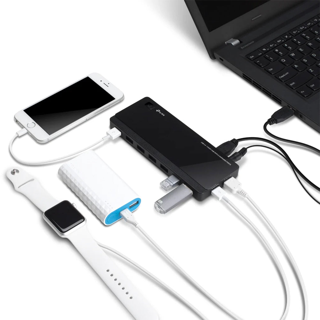 A Photo Of TP-Link UH720 USB 3.0 7-Port Hub with 2 High-Speed Charging Ports – Expand Connectivity and Power Efficiency