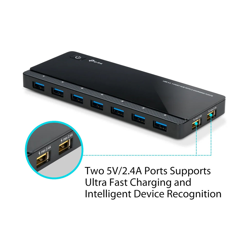 A Photo Of TP-Link UH720 USB 3.0 7-Port Hub with 2 High-Speed Charging Ports – Expand Connectivity and Power Efficiency