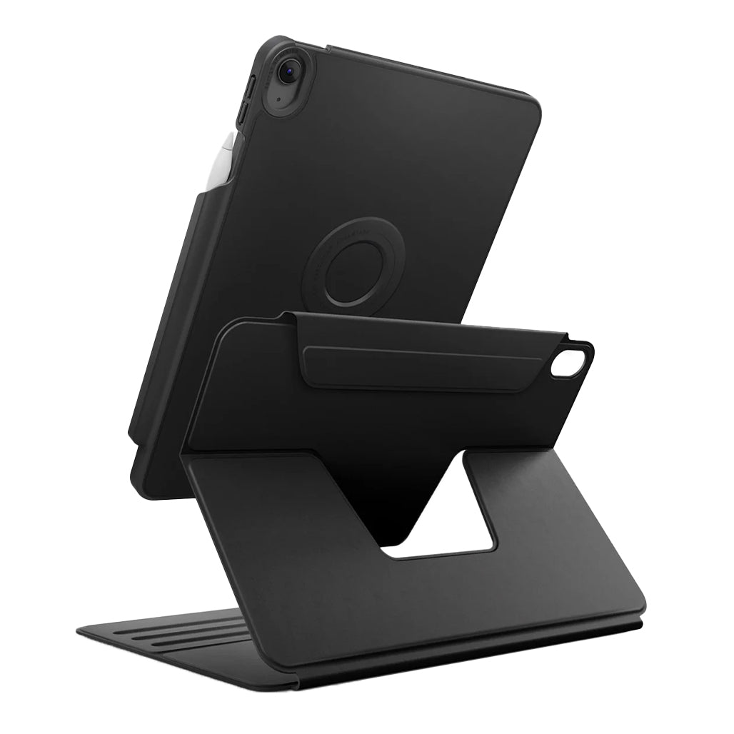 A Photo Of Uniq Rovus SnapMount Magnetic iPad Stand & Case for iPad (A16) - with Built-in Apple Pencil Holder – 360° Rotation & Multi-Angle Viewing