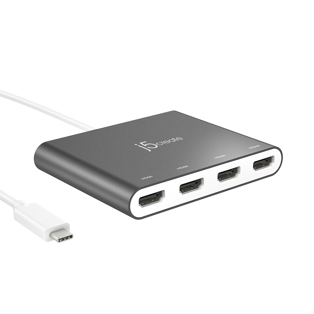 A Photo Of J5Create USB-C to 4-Port HDMI™ Multi-Monitor Adapter JCA366 - 4K Display Expansion for MacBook® and PC