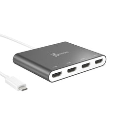A Photo Of J5Create USB-C to 4-Port HDMI™ Multi-Monitor Adapter JCA366 - 4K Display Expansion for MacBook® and PC