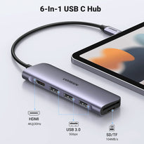 UGreen 6-in-1 USB-C Multifunction Adapter with 4K HDMI, SD/TF Card Readers