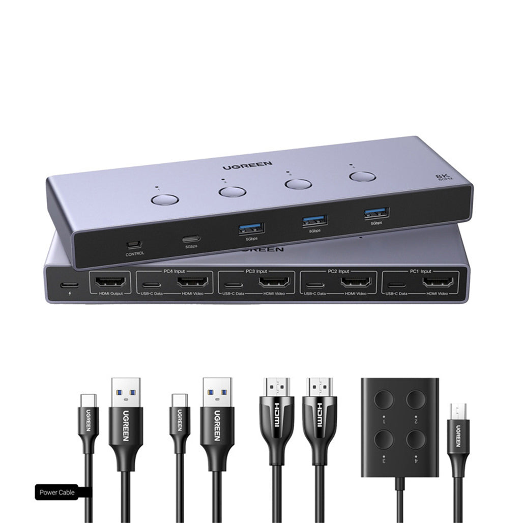 A Photo Of Ugreen AK701 4-in-1 HDMI KVM Switch 8K 60Hz with USB 3.0 and HDMI 2.1