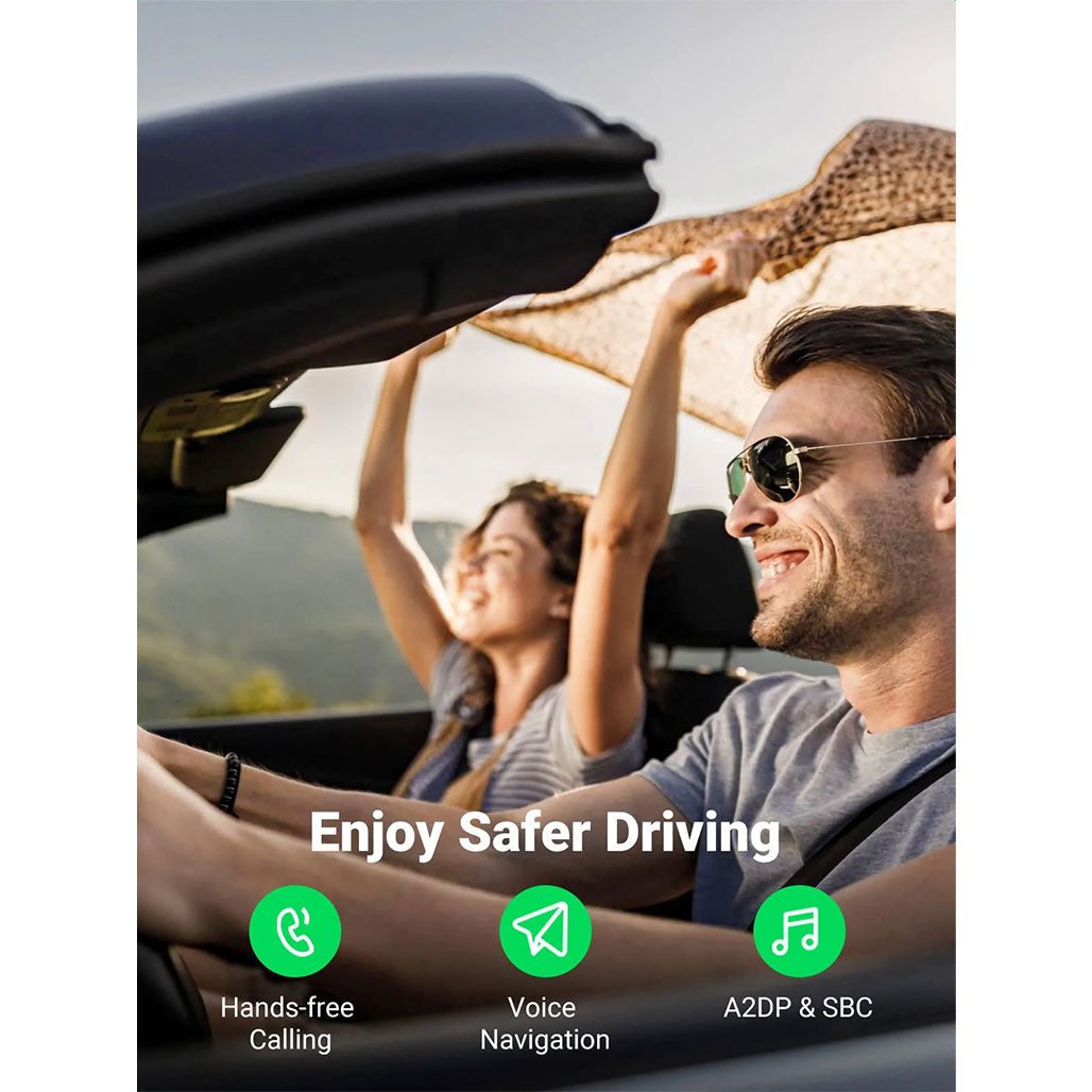 A Photo Of UGreen 70601 Bluetooth Aux Adapter – Car Aux Bluetooth v5.0 Receiver with 3.5mm Jack and Built-in Microphone for Stereo Music Streaming and Hands-Free Calls