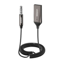 UGreen 70601 Bluetooth Aux Adapter – Car Aux Bluetooth v5.0 Receiver with 3.5mm Jack and Built-in Microphone for Stereo Music Streaming and Hands-Free Calls