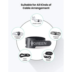 A Photo Of UGREEN 20-Pack Cable Management Tie – 18cm x 1.2cm Hook and Loop, Reusable Nylon Ties for Cable Organization