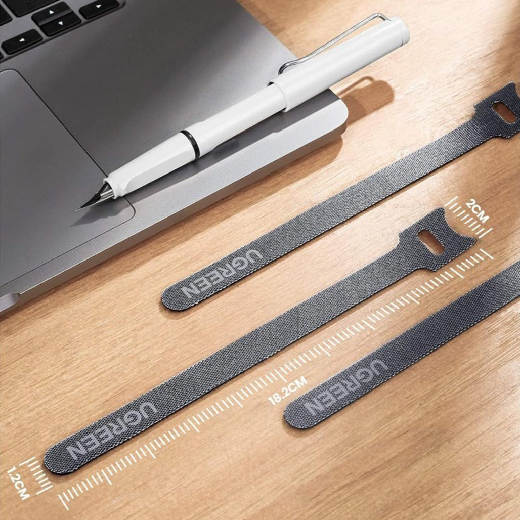 A Photo Of UGREEN 20-Pack Cable Management Tie – 18cm x 1.2cm Hook and Loop, Reusable Nylon Ties for Cable Organization