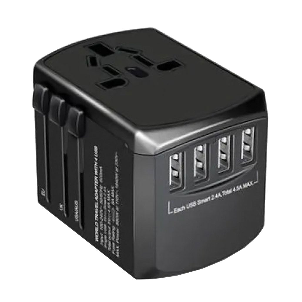 A Photo Of Green Lion GNAD4USBBK Universal Travel Adapter ( 4 USB Port ) 5V 4.5A - Black