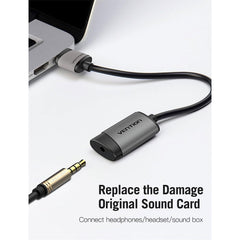 A Photo Of Vention 3.5mm External Sound Card VT02-2016 | USB Audio Adapter with Microphone and Audio Output Support