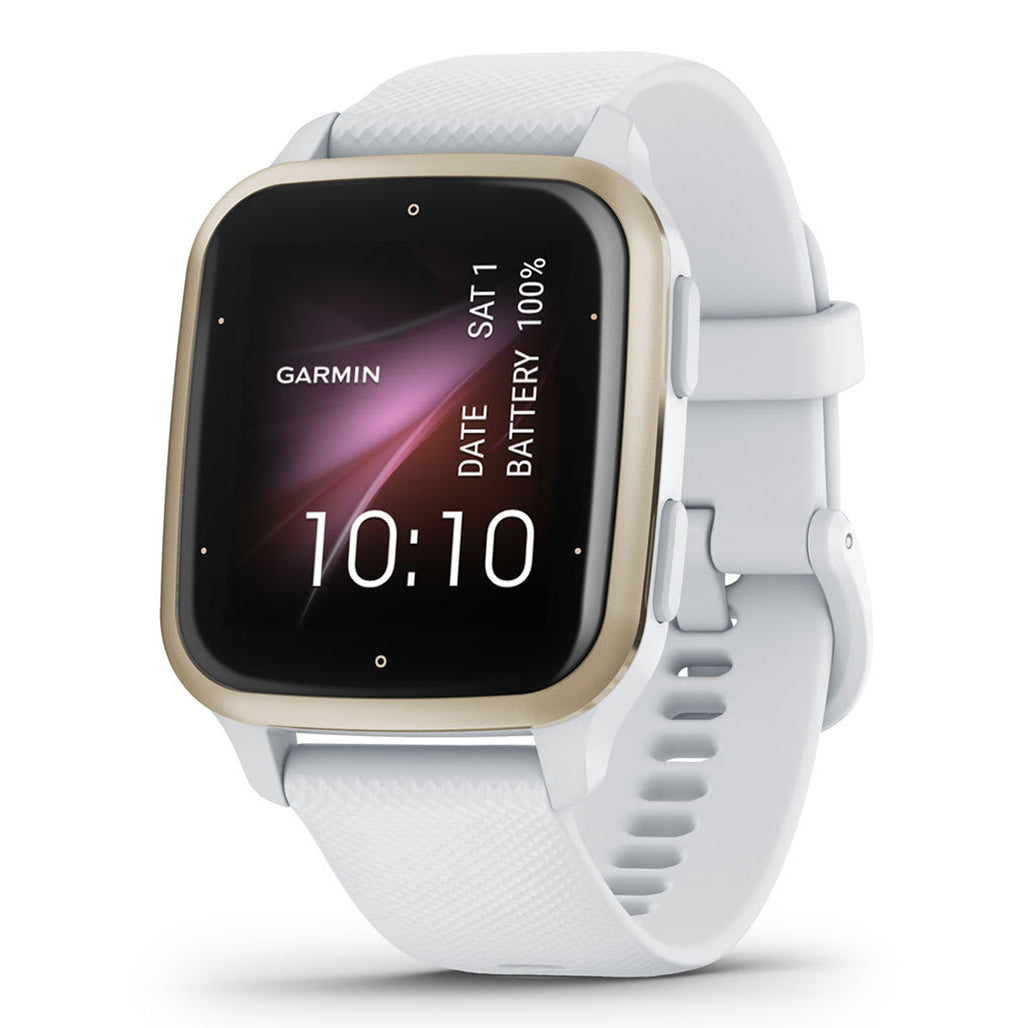 A Photo Of Garmin Venu SQ2 - 010-02701-11 - Cream Gold Aluminium Bezel with White Case and Silicone Band
