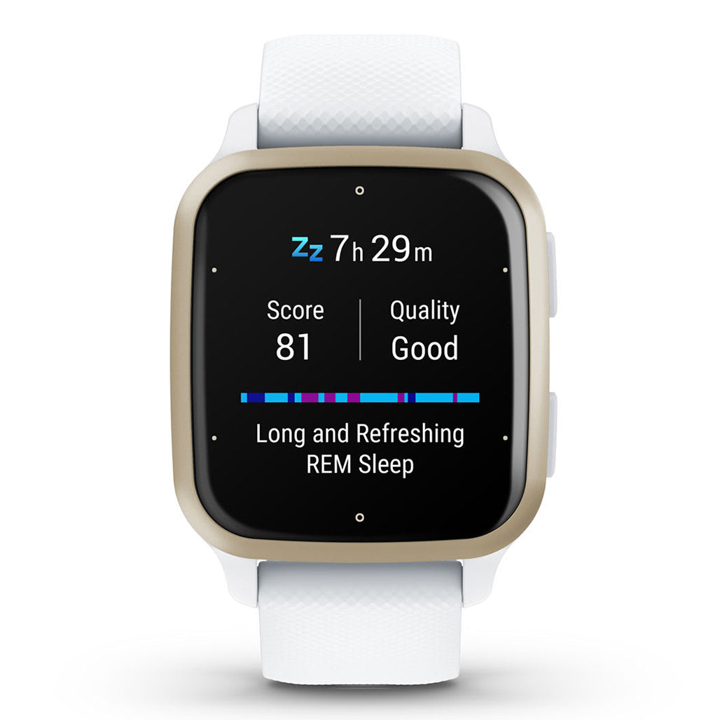A Photo Of Garmin Venu SQ2 - 010-02701-11 - Cream Gold Aluminium Bezel with White Case and Silicone Band