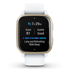 A Photo Of Garmin Venu SQ2 - 010-02701-11 - Cream Gold Aluminium Bezel with White Case and Silicone Band