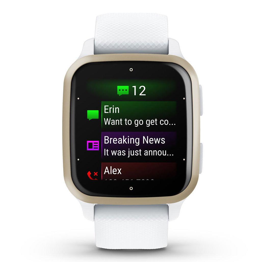 A Photo Of Garmin Venu SQ2 - 010-02701-11 - Cream Gold Aluminium Bezel with White Case and Silicone Band