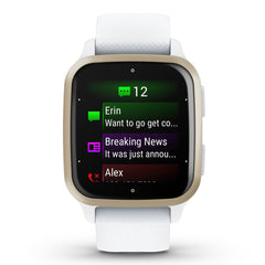 A Photo Of Garmin Venu SQ2 - 010-02701-11 - Cream Gold Aluminium Bezel with White Case and Silicone Band