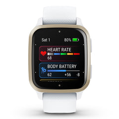 A Photo Of Garmin Venu SQ2 - 010-02701-11 - Cream Gold Aluminium Bezel with White Case and Silicone Band