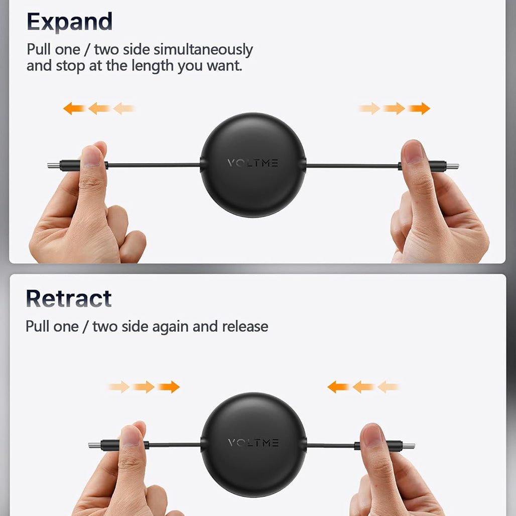 A Photo Of Voltme Powerlink YoYo Retractable USB-C to USB-C Cable 1m – 100W PD 3.0 Fast Charging