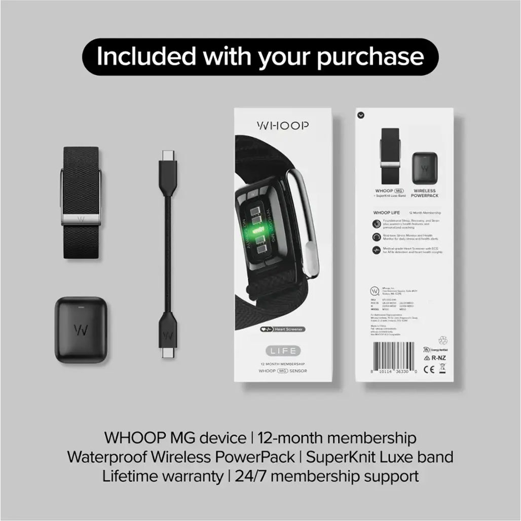 A Photo Of WHOOP MG Life Health & Fitness Tracker with 12-Month Membership – Obsidian/Titanium