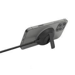 A Photo Of Belkin WIA004BTBK MagSafe Portable Wireless Charger Pad with Stand - 15W Fast Charging, 6.6ft Cable, Compatible with iPhone 13/12, Black
