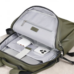 A Photo Of WIWU Osun Mini - PU Leather Backpack Green – Water-Resistant, Lightweight, Multi-Compartment Bag