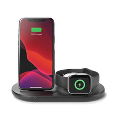 A Photo Of Belkin WIZ001myBK BoostCharge 3-in-1 Wireless Charger for Apple - Black