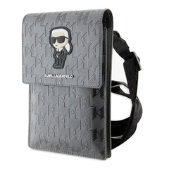 A Photo Of Karl Lagerfeld Monogram Ikonik Wallet Phone Bag – Black ECO Leather Crossbody Purse for Phone, Cards & Essentials