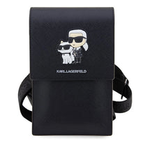 Karl Lagerfeld Saffiano Karl&Choupette Universal Phone Pouch with Strap – Designer Bag with Card Slots for Everyday Use