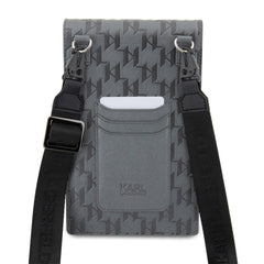 A Photo Of Karl Lagerfeld Monogram Ikonik Wallet Phone Bag – Black ECO Leather Crossbody Purse for Phone, Cards & Essentials