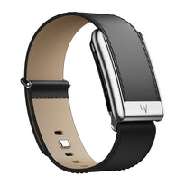 Whoop 5.0 LeatherLuxe Straight Band | Black/Cream with Titanium (Large)