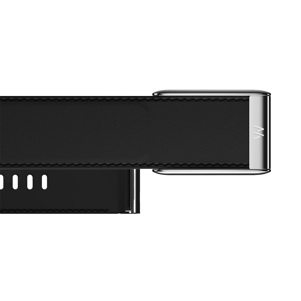 A Photo Of Whoop 5.0 LeatherLuxe Straight Band | Black/Cream with Titanium (Large)