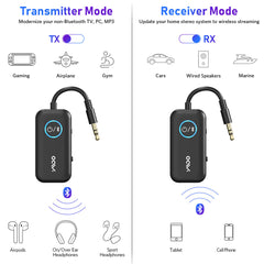A Photo Of YMOO B06T2 Bluetooth 5.3 Audio Adapter | Wireless Transmitter & Receiver with AptX Low Latency HD | Dual Pairing for TV, PC, Car Speakers