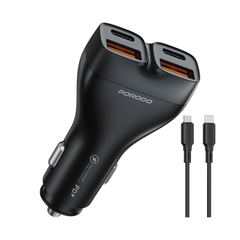 A Photo Of Porodo Dual Power Car Charger with USB-C to USB-C Cable - PDFWCH085CBK