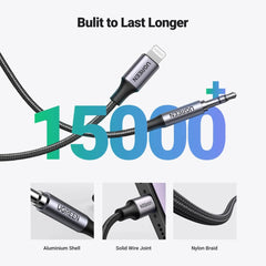 A Photo Of Ugreen 70509 Lightning To 3.5 Male Adaptor Cable Black 1M