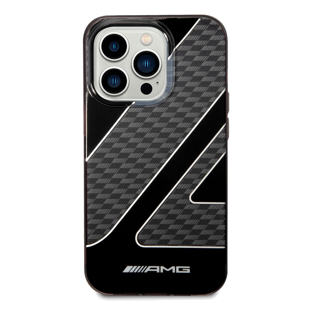 A Photo Of AMG Transparent Double Layer Case With Checkered Flag Pattern For iPhone 14 Pro Max